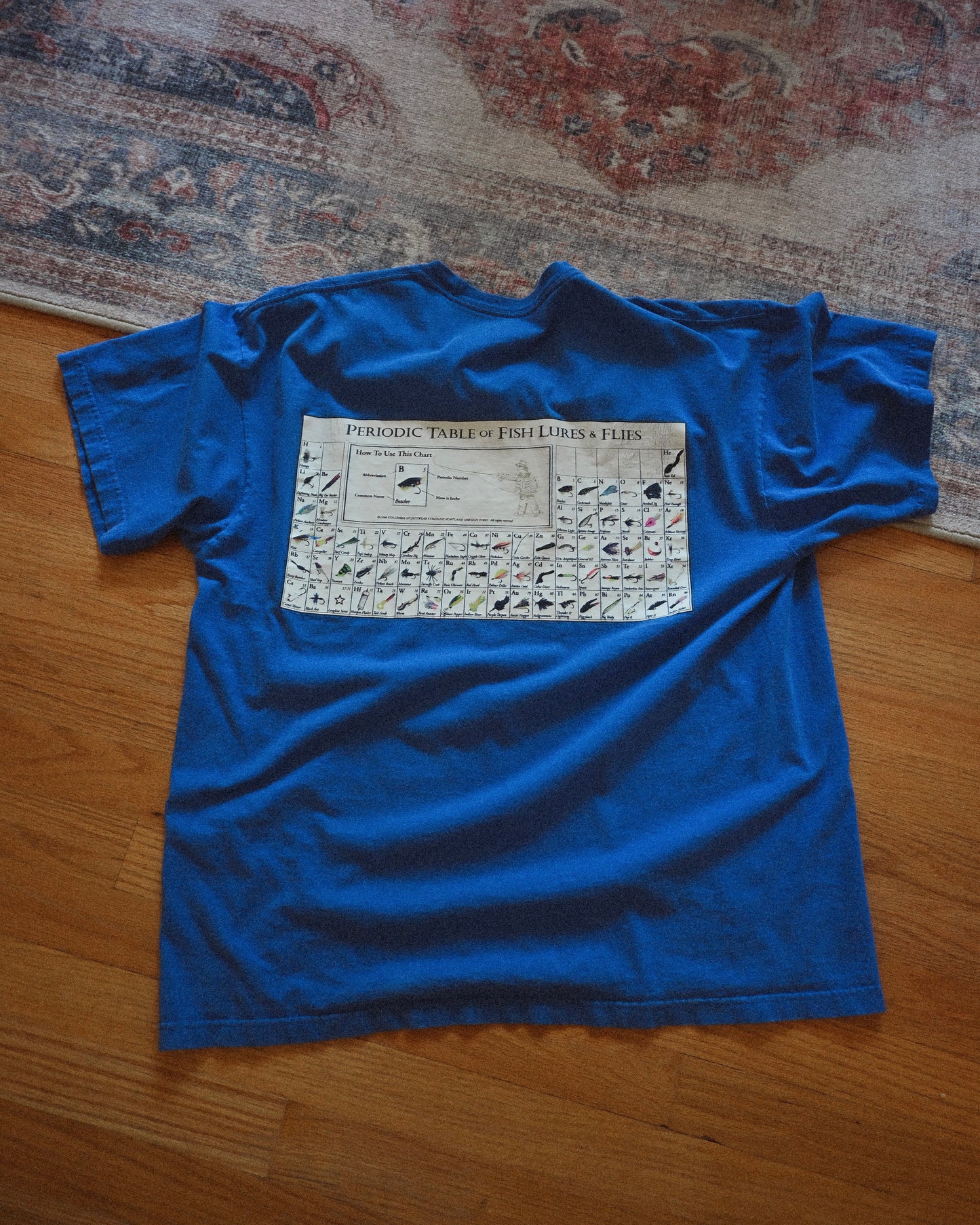 Distressed Columbia Periodic Table of Fish Lures & Flies T - XL