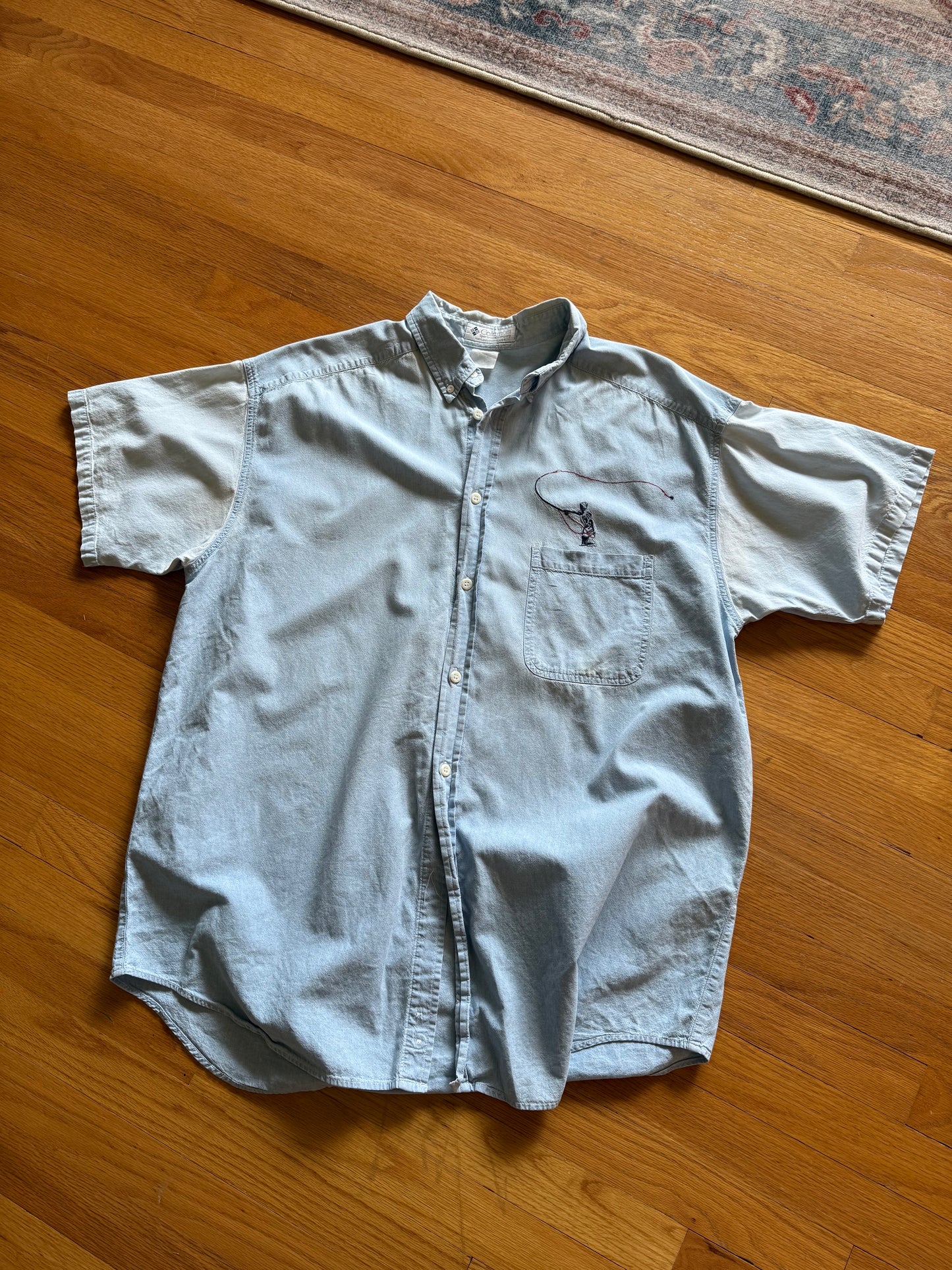 Vintage Columbia Embroidered Fly Caster Shirt - L