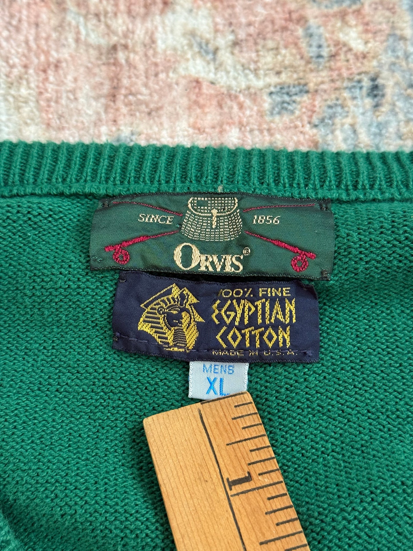 Vintage Orvis Egyptian Cotton V Neck Sweater - XL