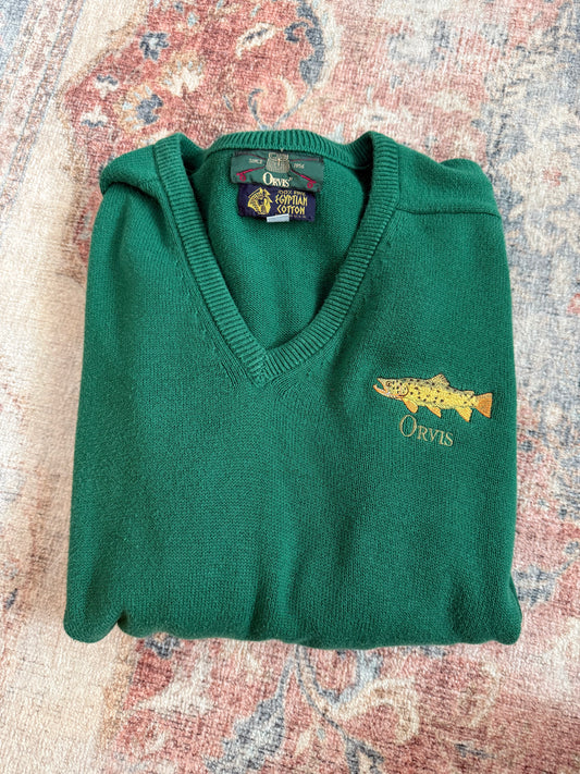 Vintage Orvis Egyptian Cotton V Neck Sweater - XL