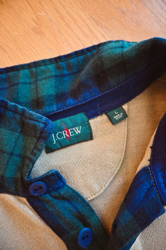 Modern J.Crew Tartan Collar Rugby - L