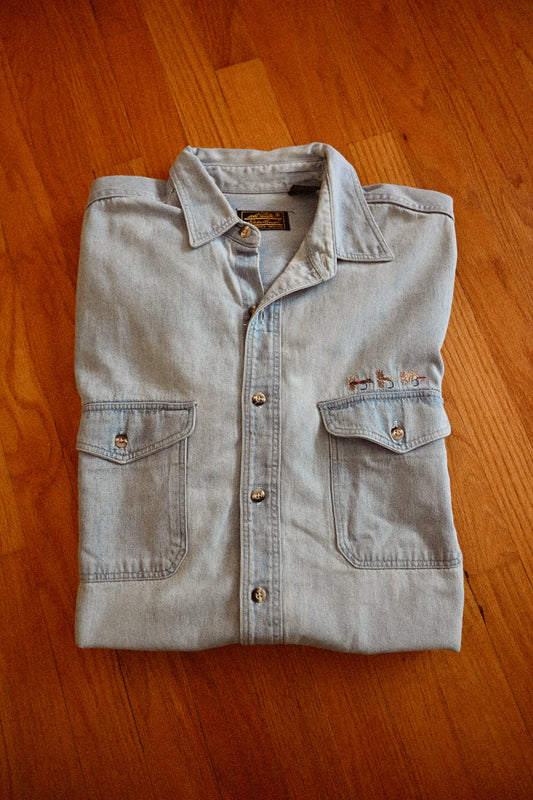 Eddie Bauer Denim Dry Fly Short Sleeve - XL