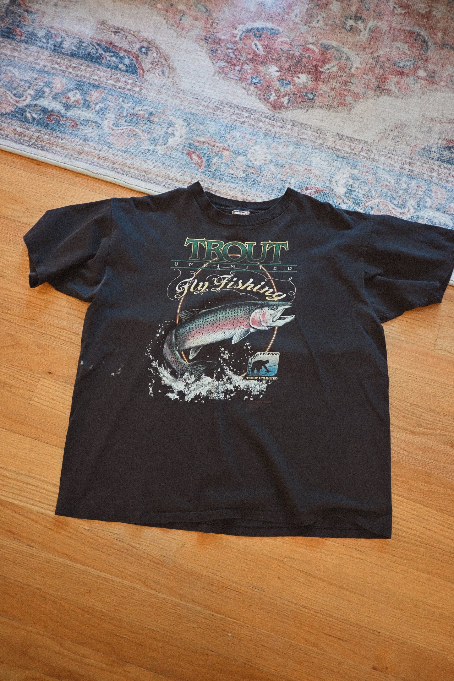 Distressed Trout Unlimited Rainbow Trout T - XL
