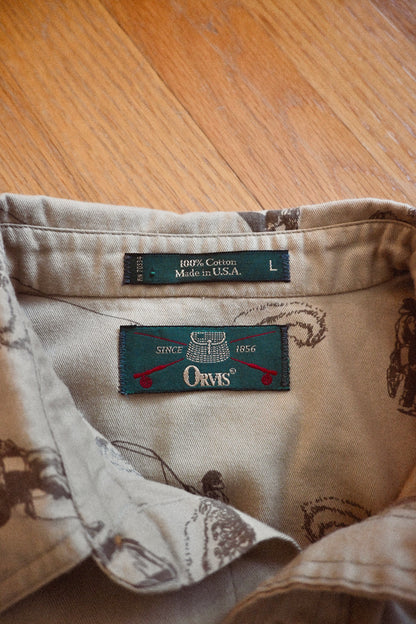 Vintage Orvis Angler All Over Shirt - L