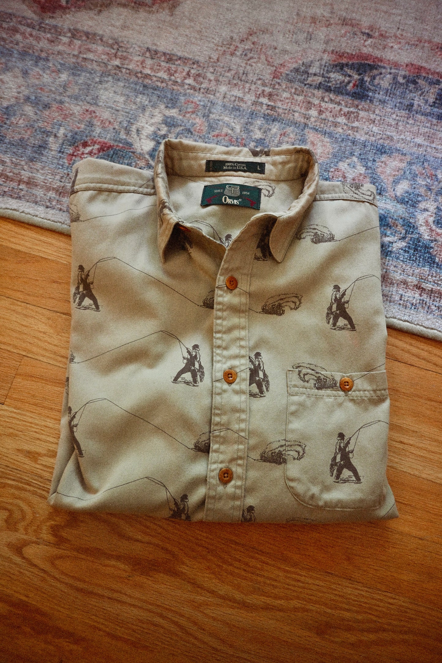 Vintage Orvis Angler All Over Shirt - L
