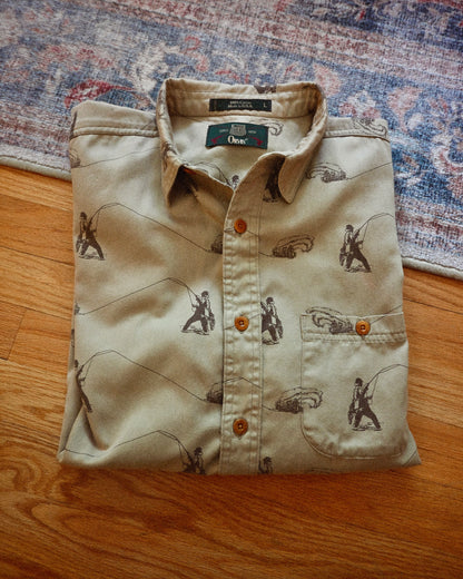 Vintage Orvis Angler All Over Shirt - L