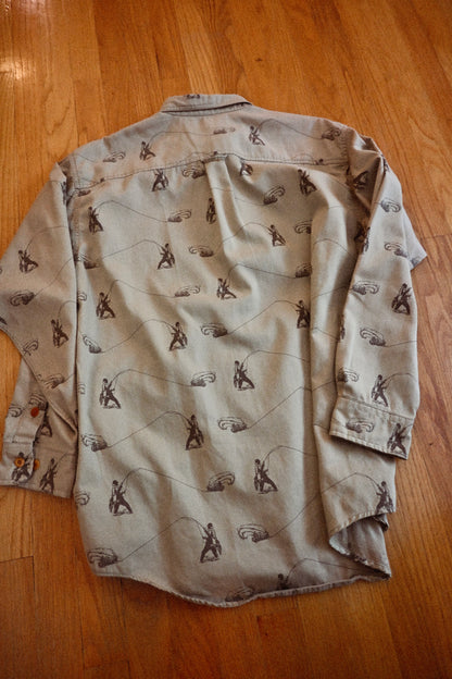 Vintage Orvis Angler All Over Shirt - L