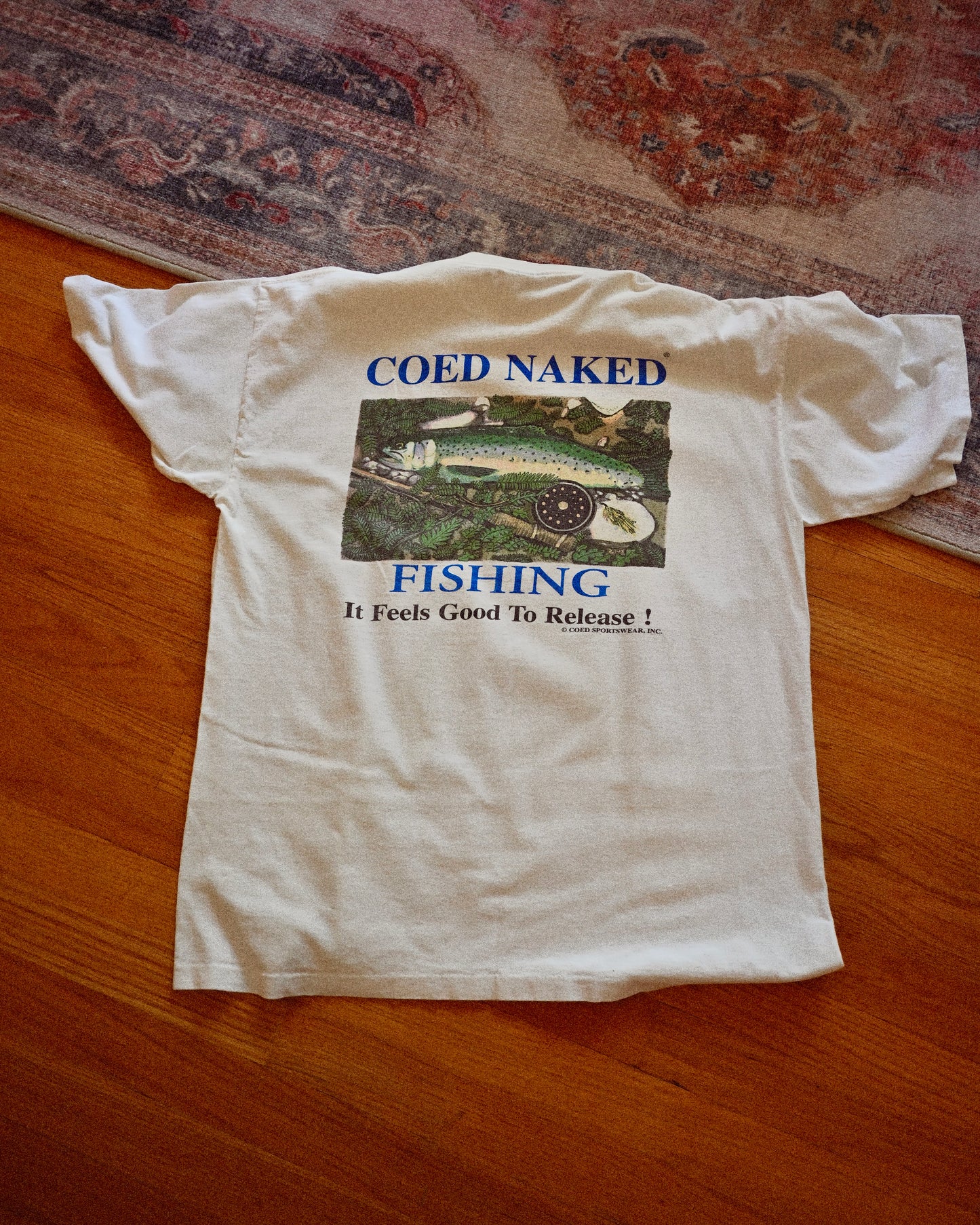 Distressed Coed Naked Fishing T - XL