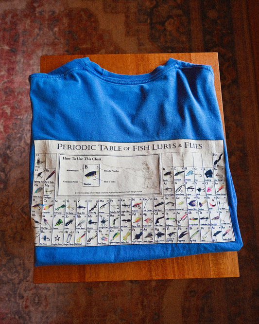 Distressed Columbia Periodic Table of Fish Lures & Flies T - XL