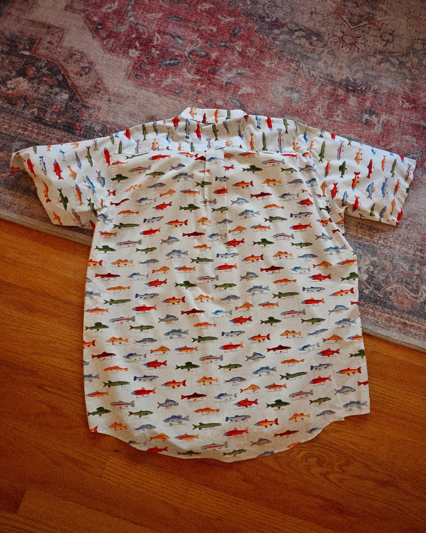 Vintage Orvis Fish All Over Short Sleeve Shirt - XL