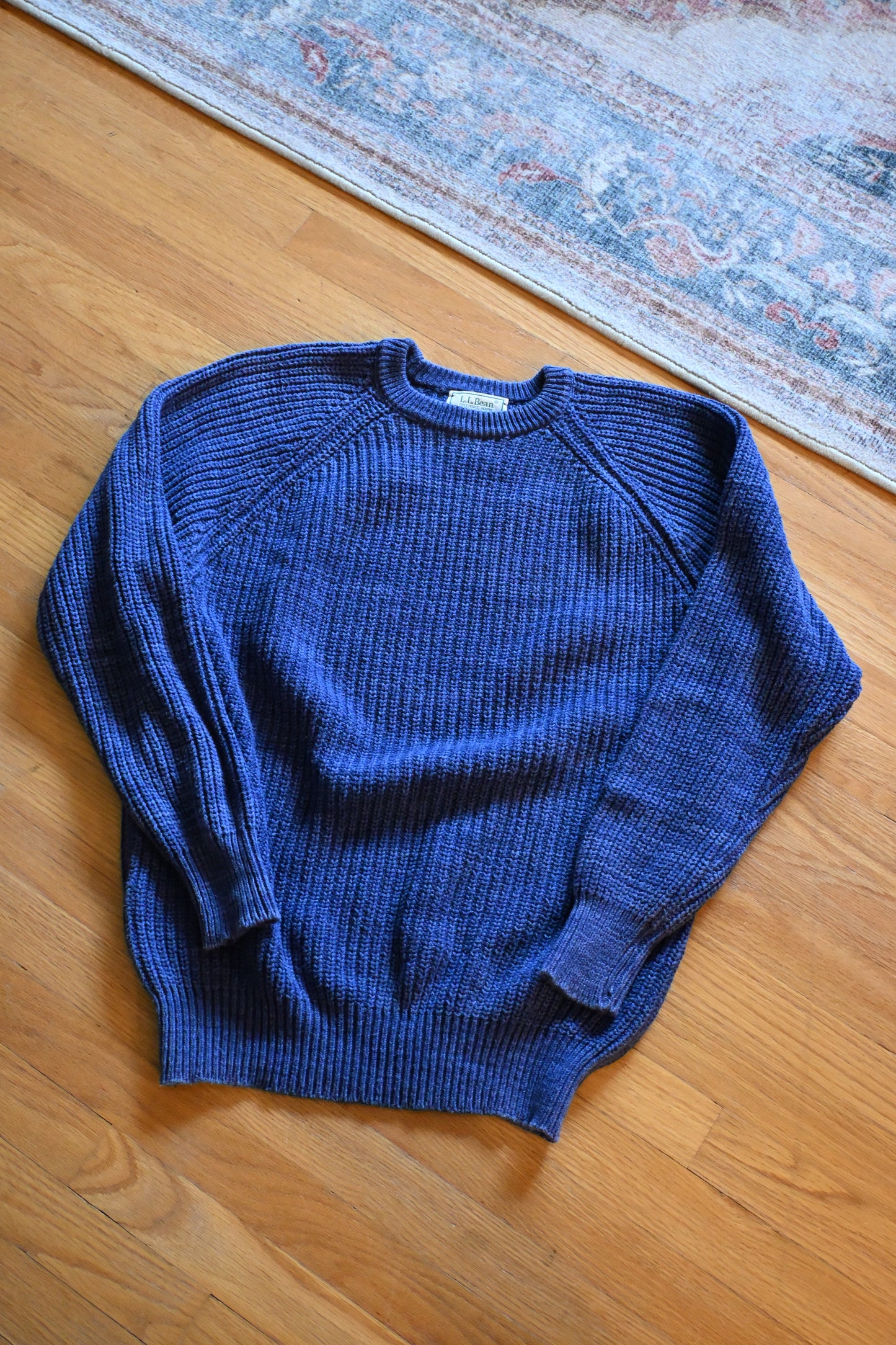 L.L.Bean Cotton Knit Fisherman Sweater - Large Tall Made in USA