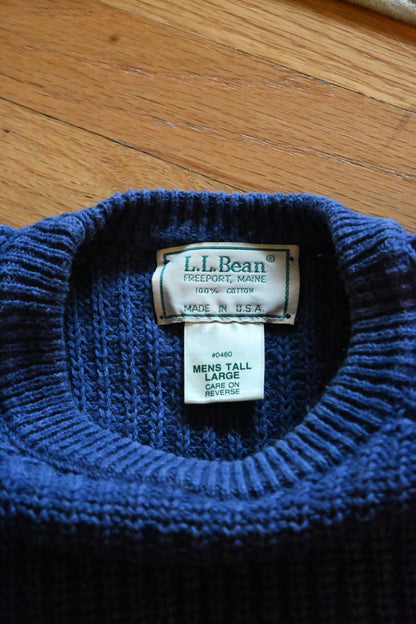 L.L.Bean Cotton Knit Fisherman Sweater - Large Tall Made in USA