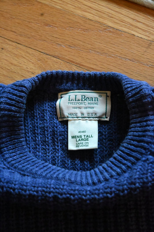 L.L.Bean Cotton Knit Fisherman Sweater - Large Tall Made in USA