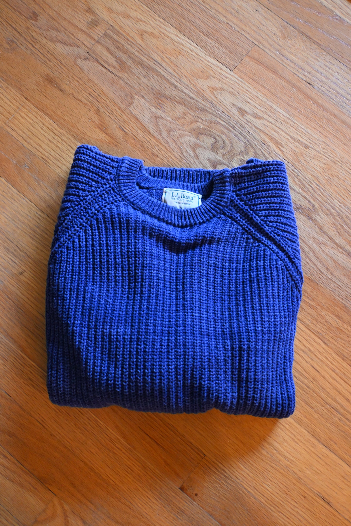L.L.Bean Cotton Knit Fisherman Sweater - Large Tall Made in USA