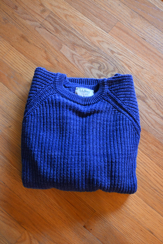 L.L.Bean Cotton Knit Fisherman Sweater - Large Tall Made in USA