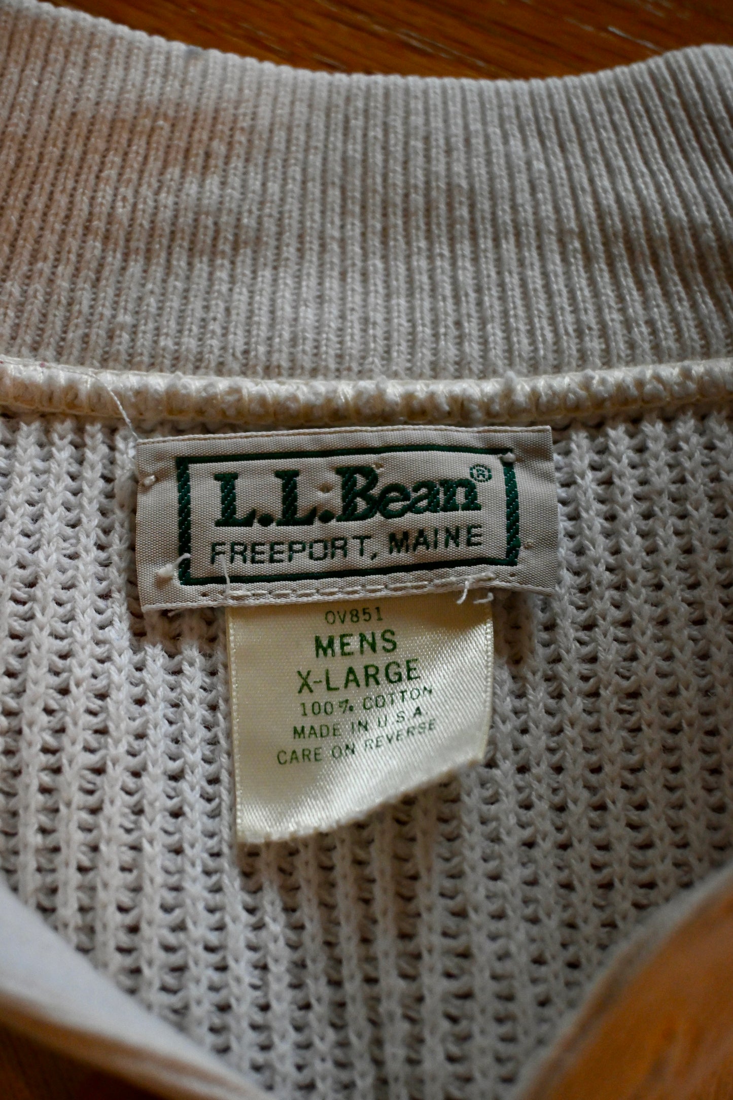 L.L.Bean Trout Cotton Knit Henley - XL Made in USA