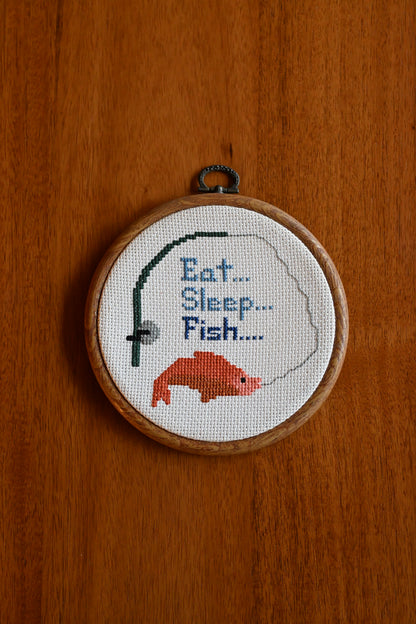 Eat Sleep Fish Cross Stitch - 1994