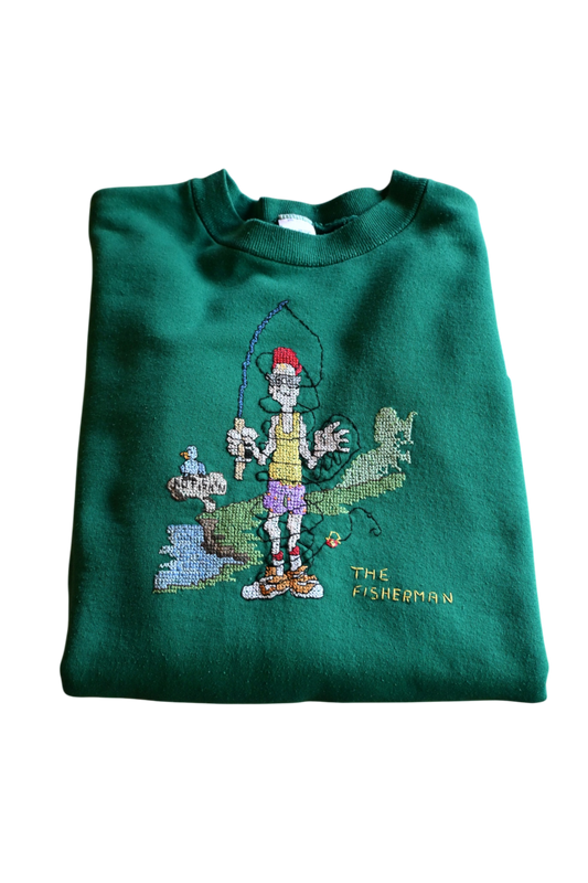 1992 Fisherman Cross Stitch Sweatshirt - XL