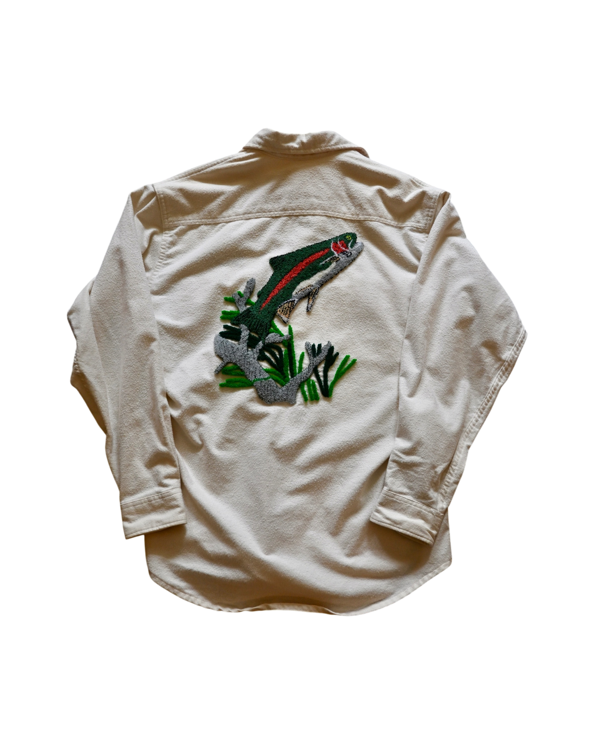Vintage Trout Embroidered Chamois Shirt "Bob" - L