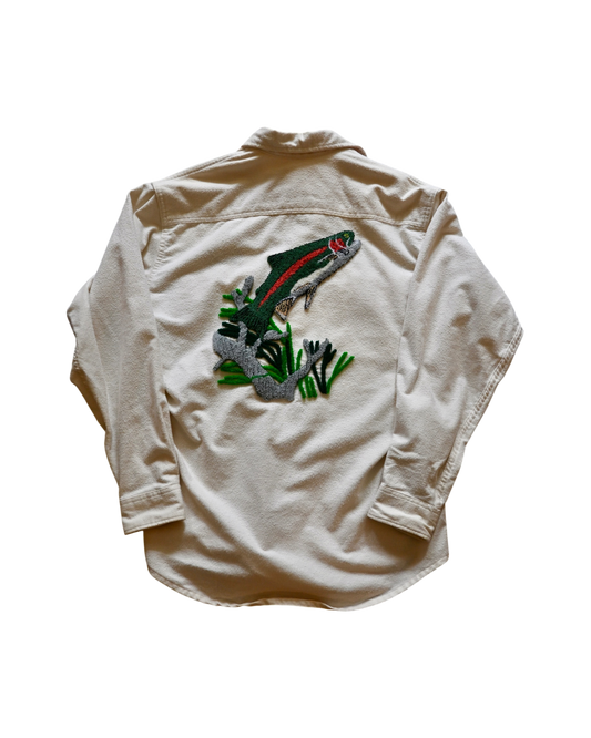 Vintage Trout Embroidered Chamois Shirt "Bob" - L