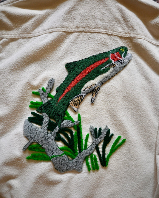 Vintage Trout Embroidered Chamois Shirt "Bob" - L