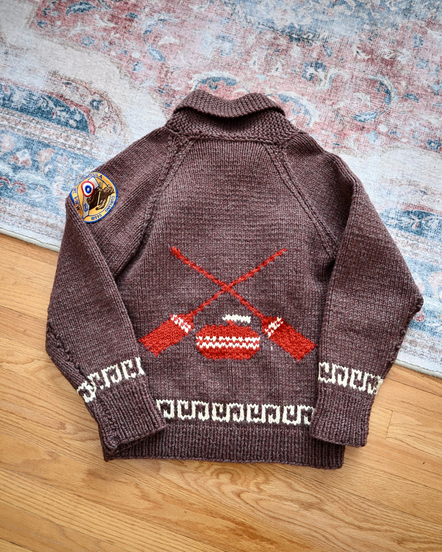 Vintage 1960 Curling Cowichan Sweater - L