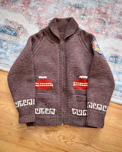 Vintage 1960 Curling Cowichan Sweater - L