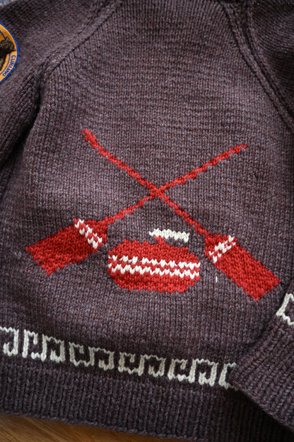 Vintage 1960 Curling Cowichan Sweater - L