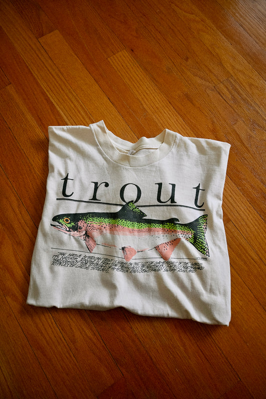 80s distressed trout tee - L