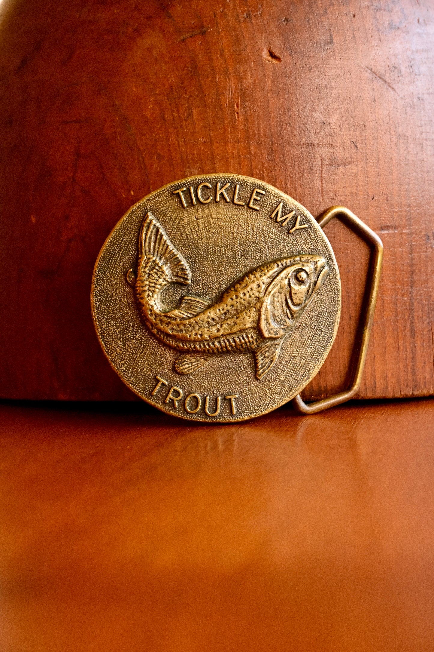 Tickle My Trout Brass Belt Buckle