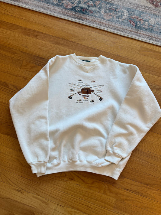 Distressed Orvis Rod Cross and Flies Sweatshirt - XL