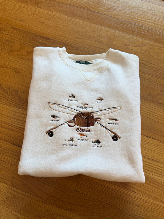 Distressed Orvis Rod Cross and Flies Sweatshirt - XL