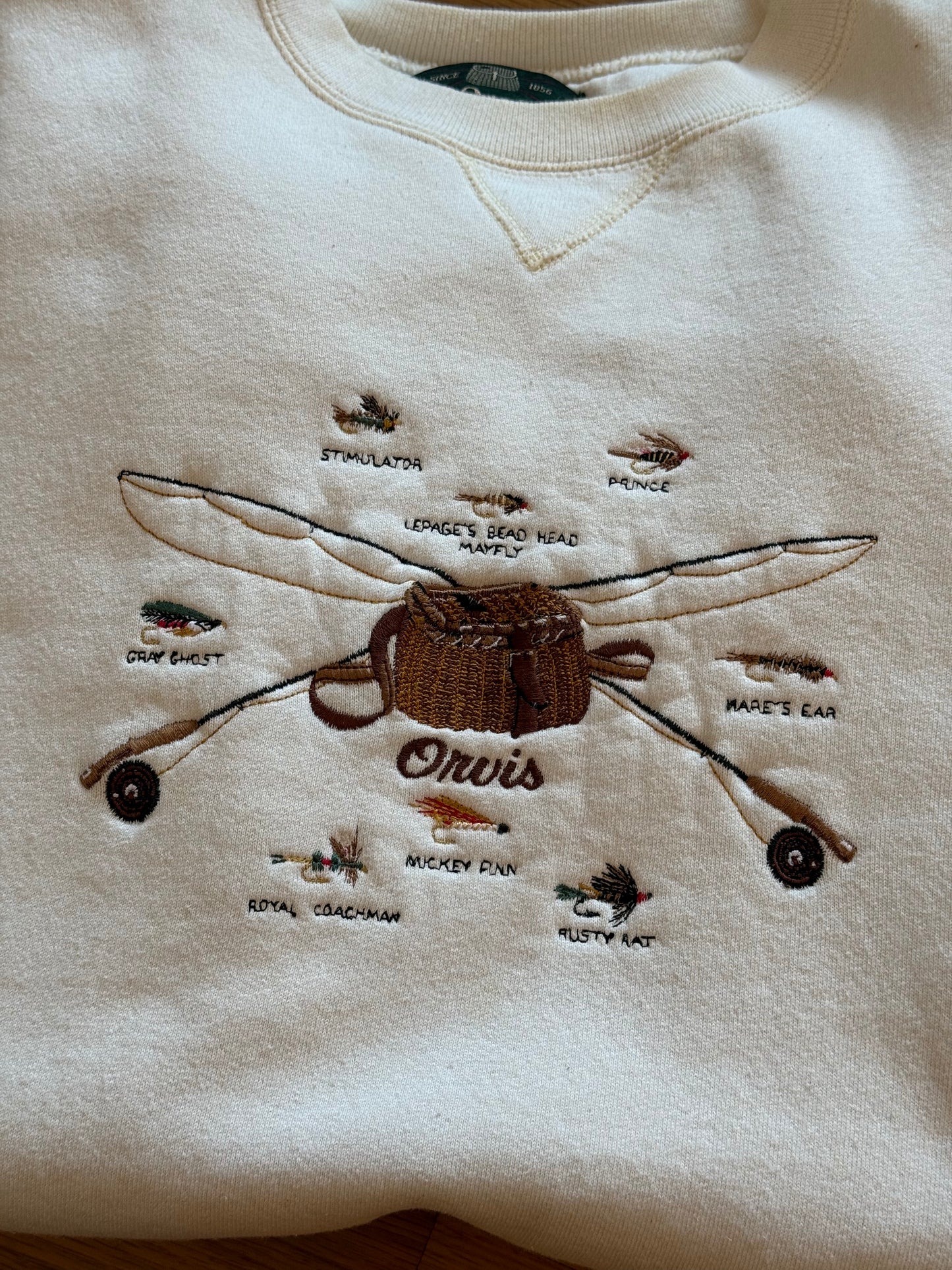 Distressed Orvis Rod Cross and Flies Sweatshirt - XL