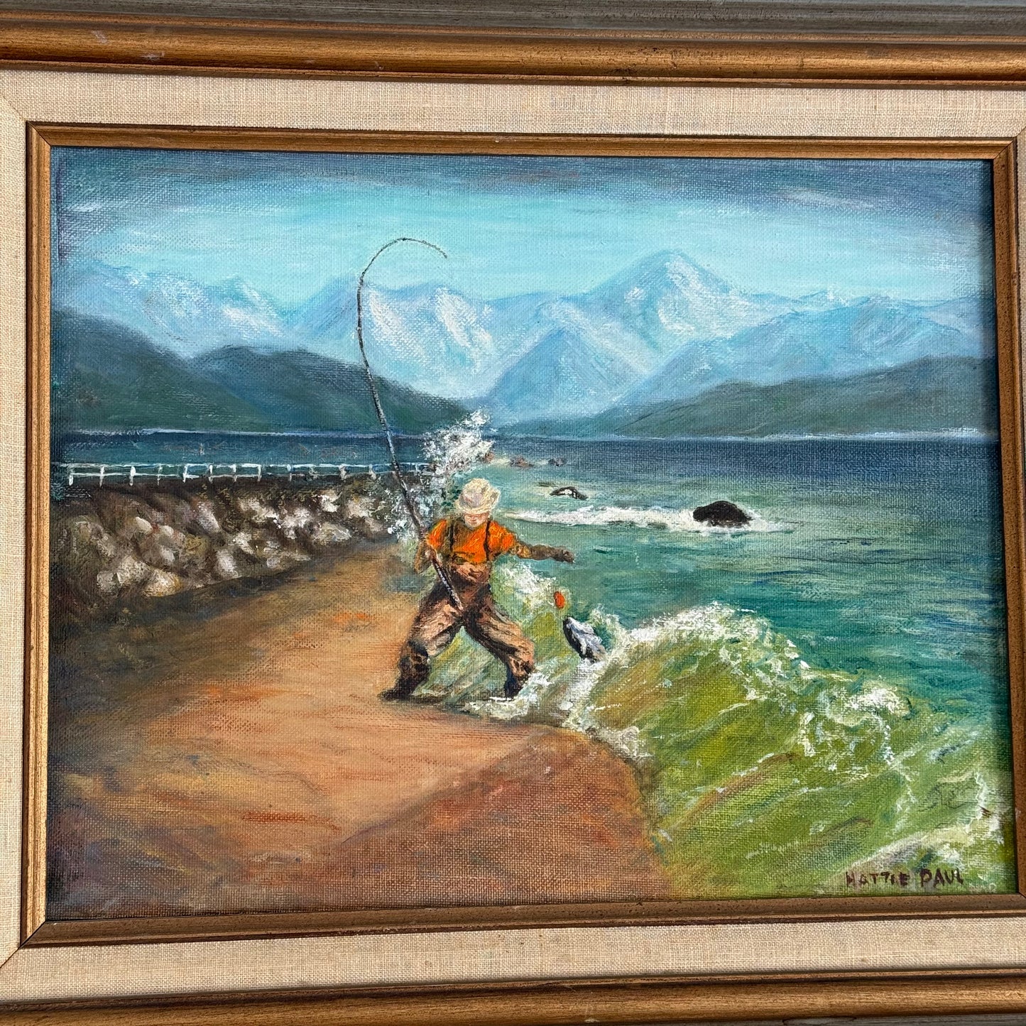 Vintage Angler Painting