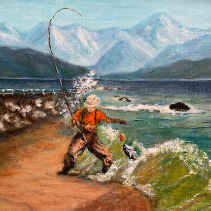 Vintage Angler Painting