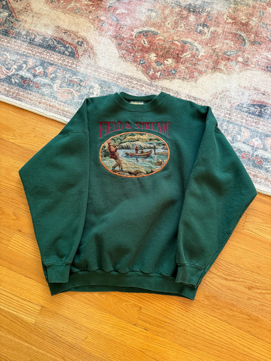 90s Field and Stream Stitch Fly Fishing Sweatshirt - XL