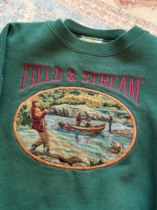90s Field and Stream Stitch Fly Fishing Sweatshirt - XL