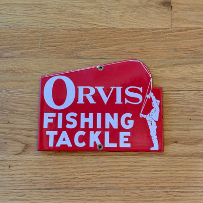 Vintage Orvis Fishing Tackle Porcelain Metal Sign