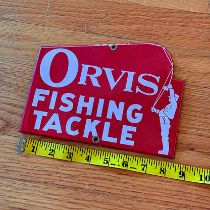 Vintage Orvis Fishing Tackle Porcelain Metal Sign