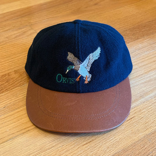 Rare Vintage Orvis Wool Leather Duck Cap