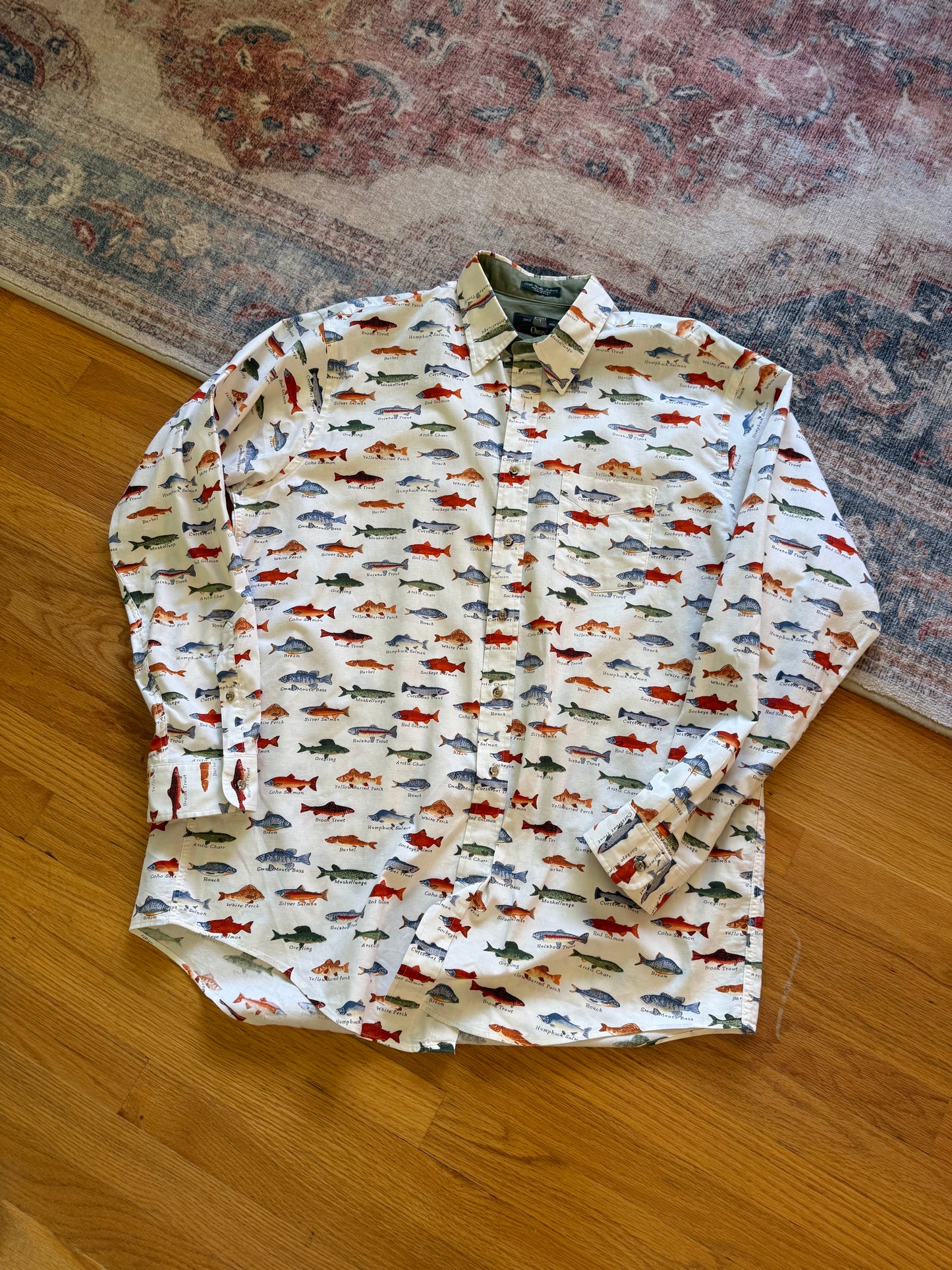Vintage Orvis Fish All Over Shirt - XL