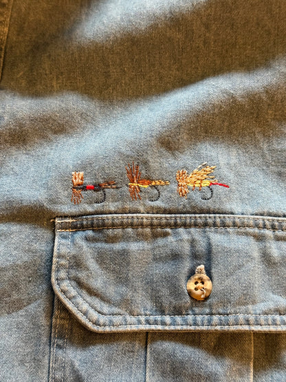 Eddie Bauer Denim Dry Fly Shirt - XL T