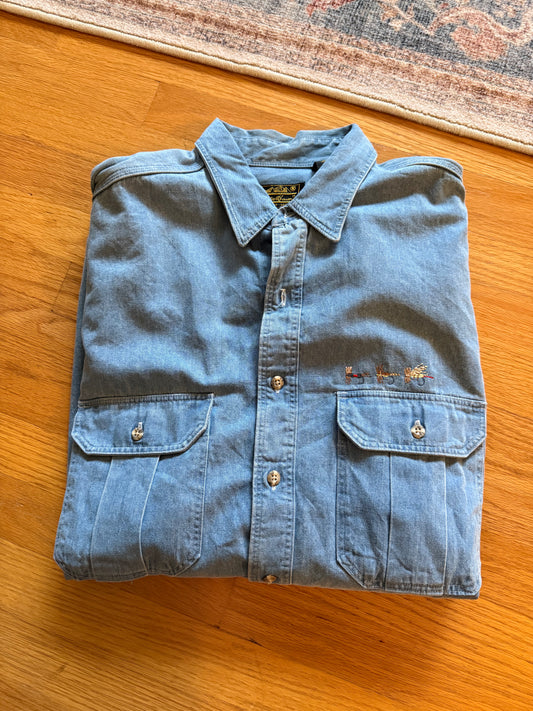 Eddie Bauer Denim Dry Fly Shirt - XL T