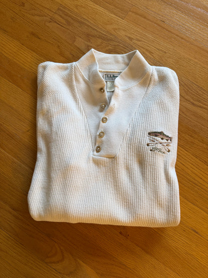 L.L.Bean Trout Cotton Knit Henley - XL Made in USA
